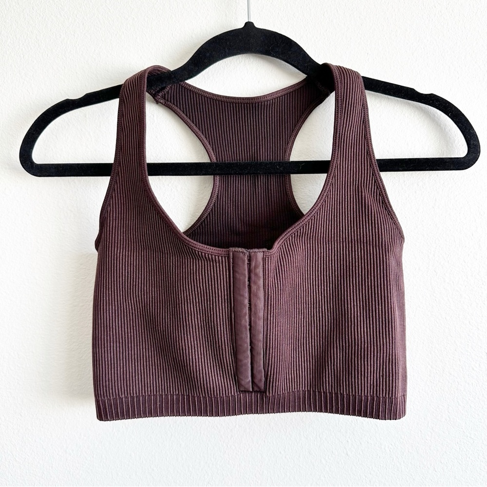 Women's Ribbed Brown Sports Bra
